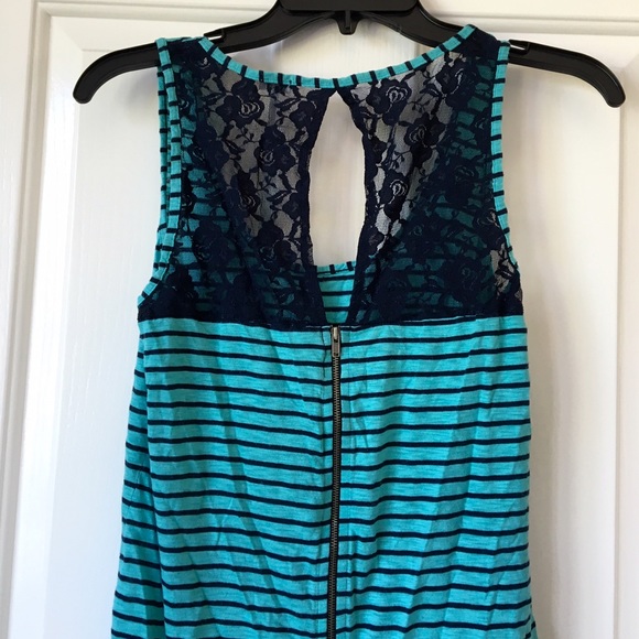 Splendid Blue Lace Back Tank sz M