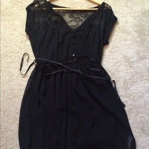 Black, lace sleeves dress