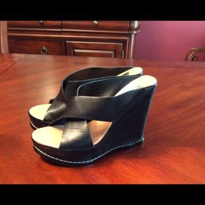 Dolce Vita black leather wedges