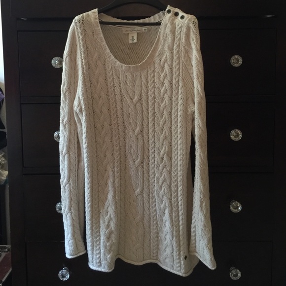 Cream cable-knit sweater tunic
