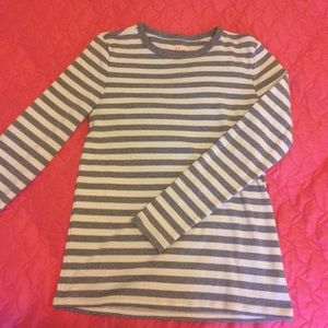 Long sleeve grey and white stripped cotton shirt