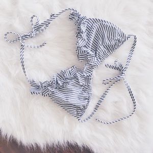 JCREW Seersucker Triangle Bikini Top