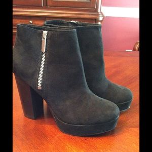 H&M black faux suede ankle bootie