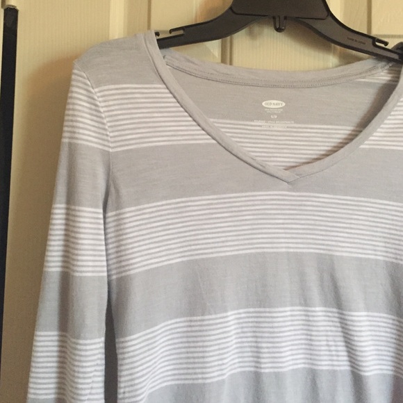 Grey and white striped relaxed fit tee