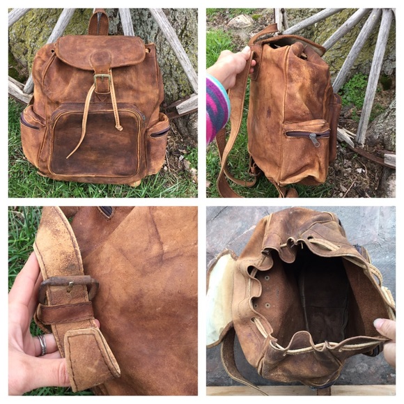 🚫🚫SOLD VINTAGE OLD leather backpack rugged - Picture 4 of 4