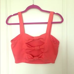 Coral Bow Crop Top ✨