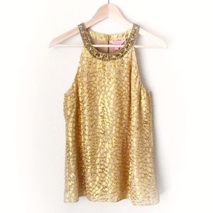 Lilly Pulitzer Almond Corsica Silk Halter Top