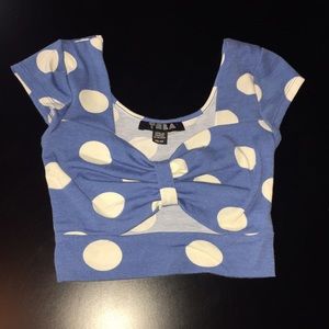Two Adorable stretchy polka dot crop tops
