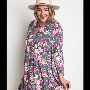 Umgee Floral Multi Colored Dress Tunic 2X (3X)