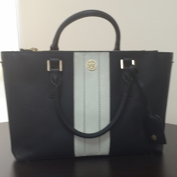 Tory Burch Robjnson Tote Striped East West Tote