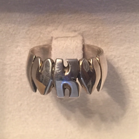 🌷 Wide Sterling Silver Initial "K" Ring