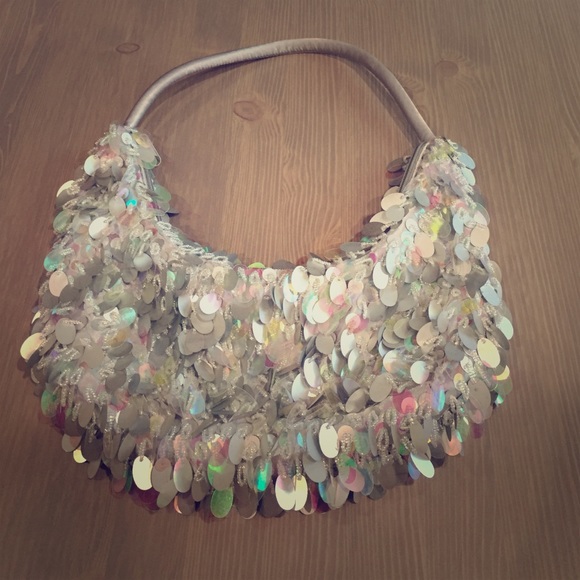Sequin Flapper Purse Silver