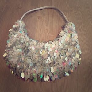 Sequin Flapper Purse Silver