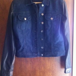 Leather blue jean jacket