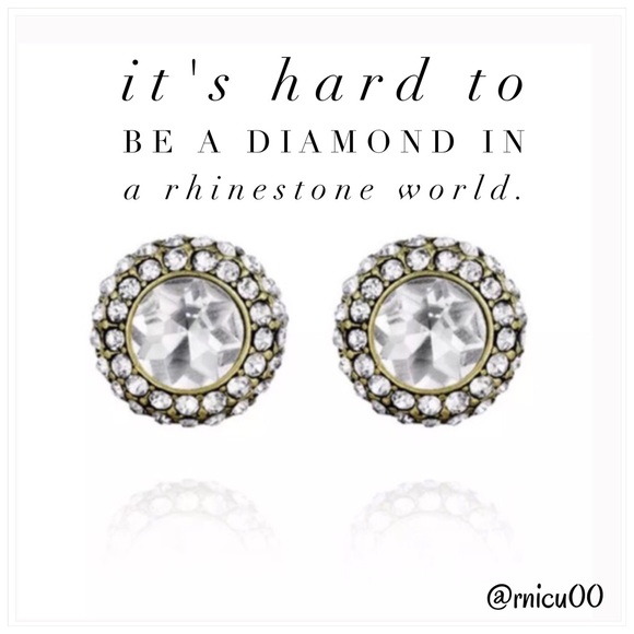 Boutique Jewelry - Vintage Gold with Crystal Pavé Stud Earrings!