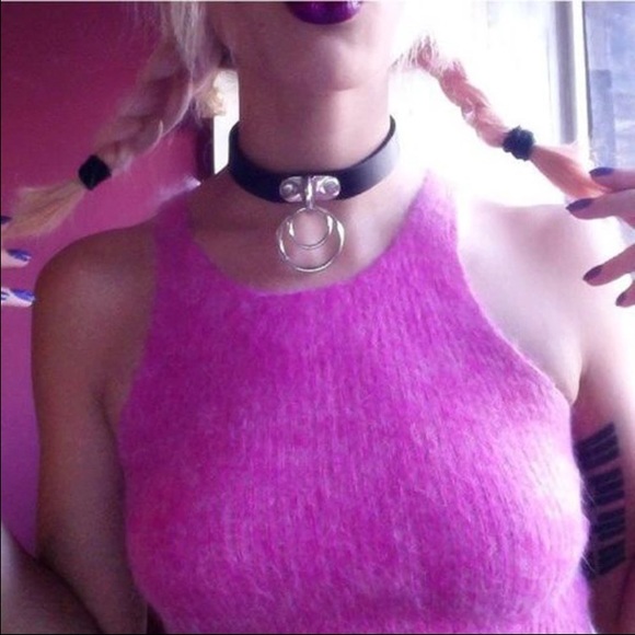 Brand New Gothic Punk Rock Circle Leather Choker - Picture 4 of 4