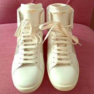 Saint Laurent white high top sneaker 37