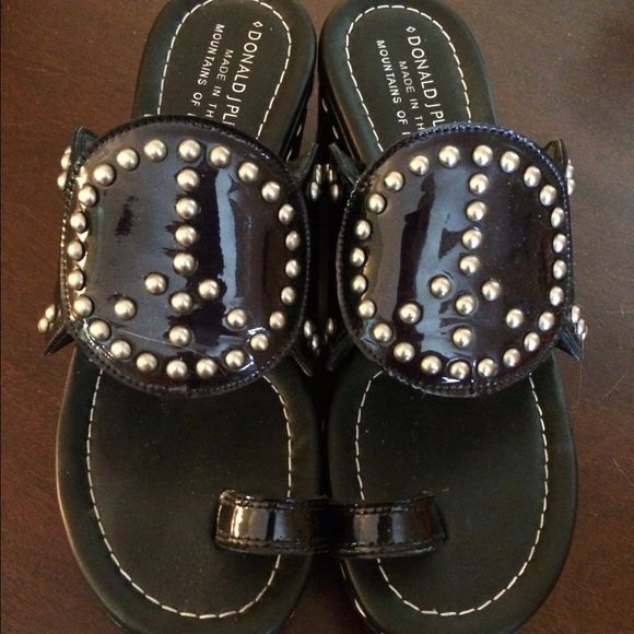REDUCED Black Patent Pliner Wedge Sandals