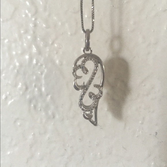 .925 Sterling Silver Half Heart Necklace