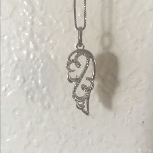 .925 Sterling Silver Half Heart Necklace