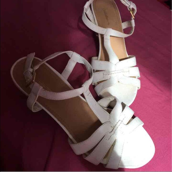 Strappy white kitten heels