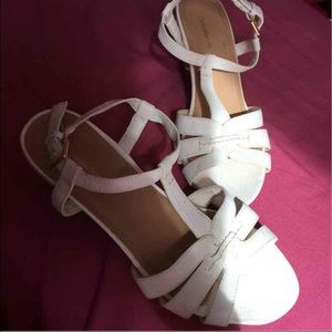 Strappy white kitten heels