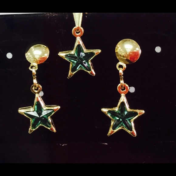 🛍🛍🛍 18k Gold Triple Layered Crystal Pendant Set
