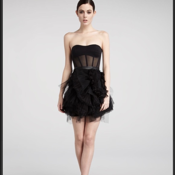 Vera wang lavender label black tulle bustier dress