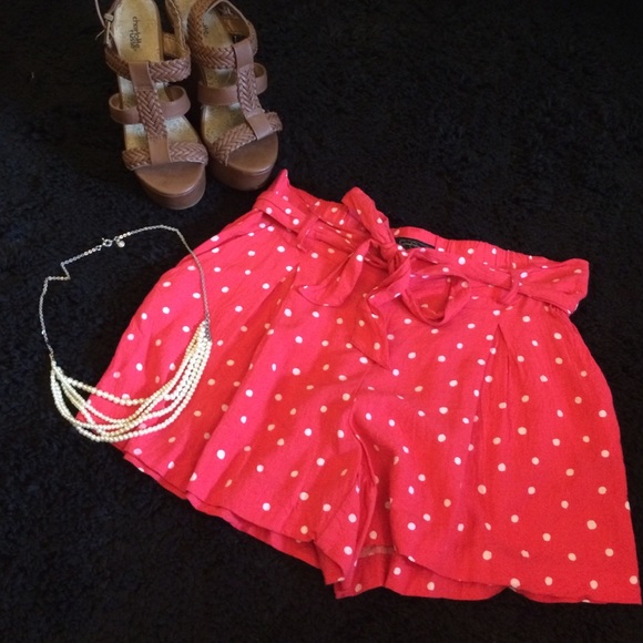 Red and white polka dotted shorts