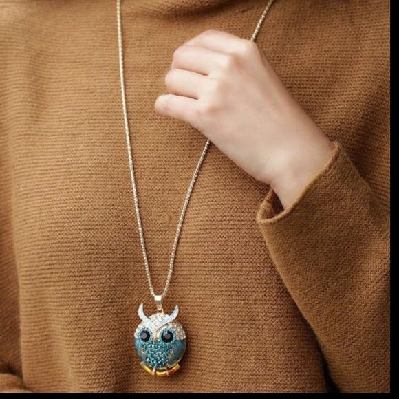 Gem Owl w/ gold necklace