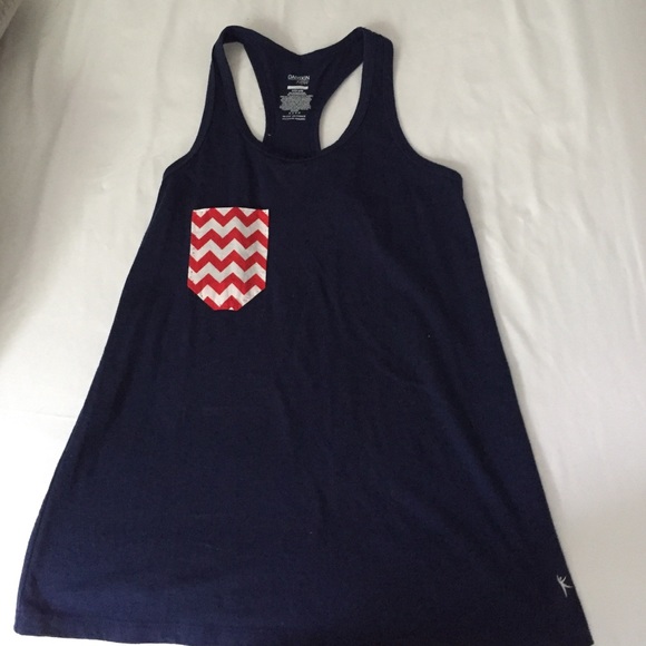 Navy blue tank with chevron pocket