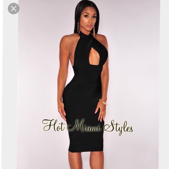 HMS Peephole black bandage dress