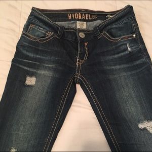 Hydraulic Bailey Dark Wash Destroyed Skinny Jeans
