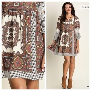 Umgee USA Plus Boho Mixed Media Dress Tunic