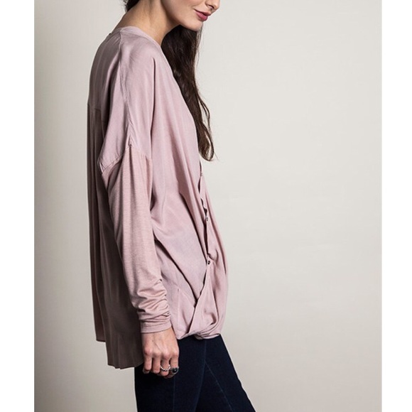 "Epithalamia" Diagonal Button Long Sleeve Blouse - Picture 2 of 3