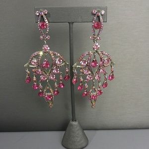 CLIP-ON Pink Crystal Earrings