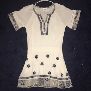 White and navy detailed dress