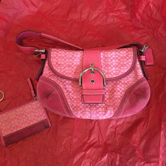 Pink Coach purse with mini wallet