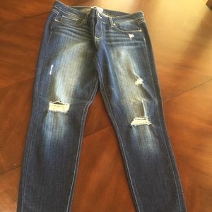 Paige distressed skinny jeans