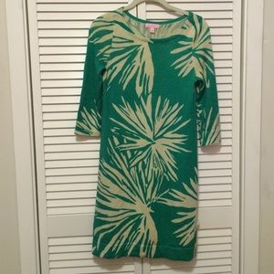 Lilly Pulitzer Teal Floral 3/4 sleeve dress XS