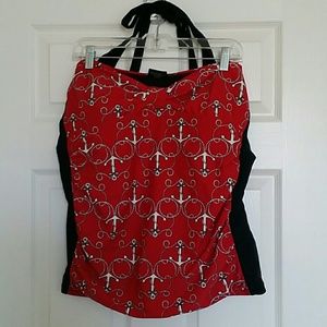 Torrid Size 4 Red Anchor Print Halter Swim Top