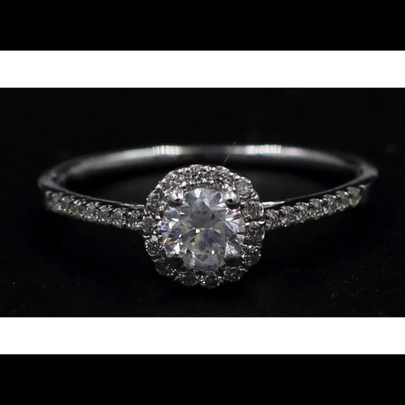 0.58 Ct. Round Cut Diamond Halo Woman's Band Ring