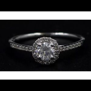 0.58 Ct. Round Cut Diamond Halo Woman's Band Ring