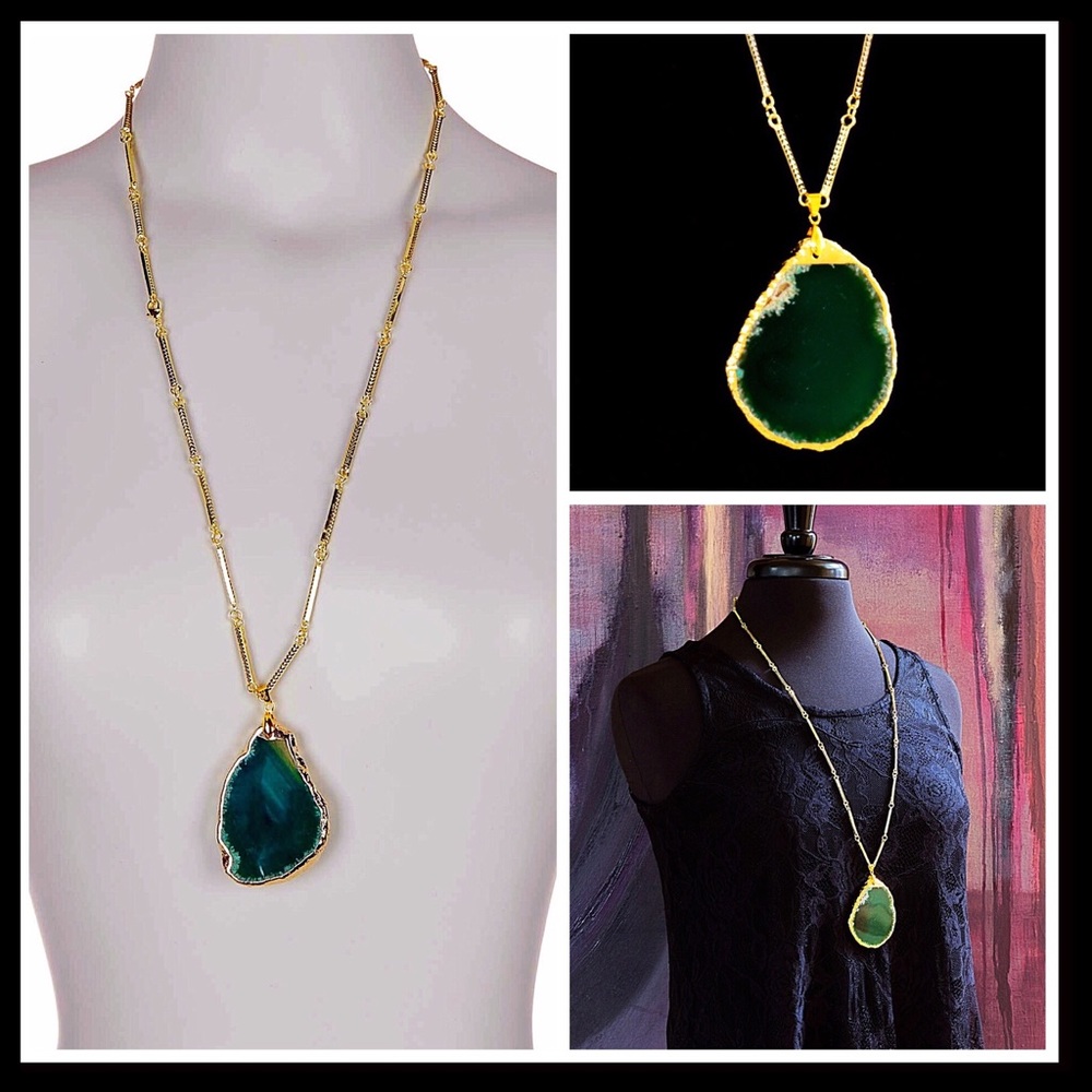 ❌SOLD❌APANYU STATEMENT GEODE STONE LONG NECKLACE - Picture 3 of 6