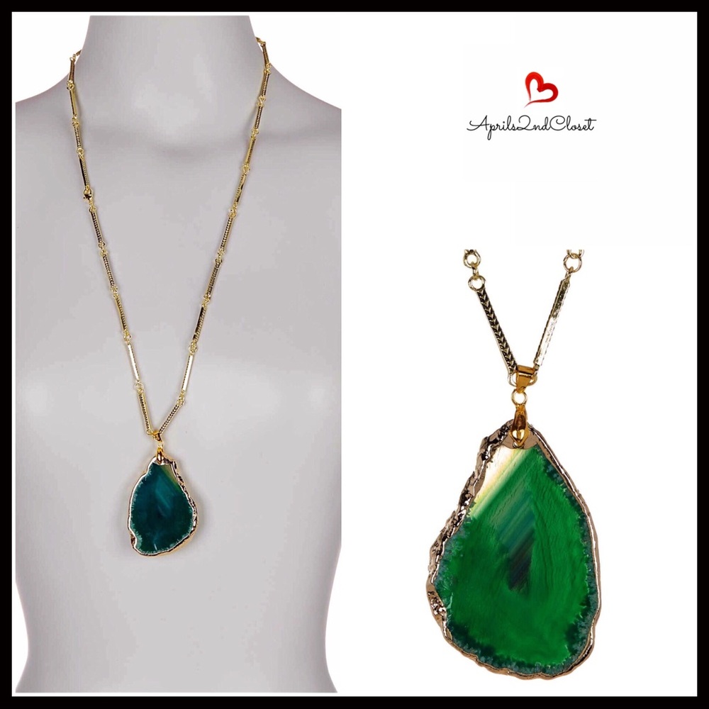 ❌SOLD❌APANYU STATEMENT GEODE STONE LONG NECKLACE - Picture 2 of 6