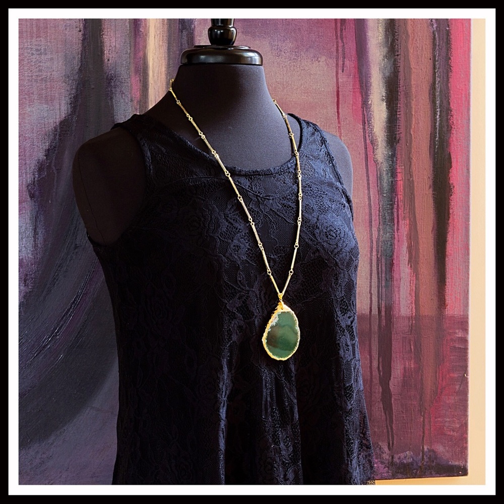 ❌SOLD❌APANYU STATEMENT GEODE STONE LONG NECKLACE - Picture 4 of 6