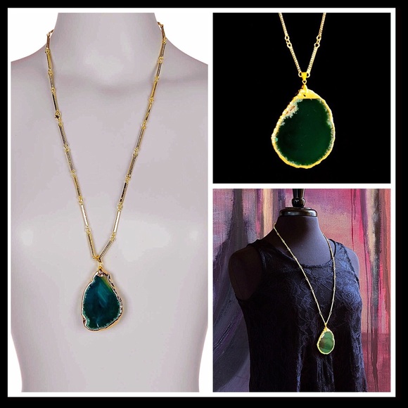 ❌SOLD❌APANYU STATEMENT GEODE STONE LONG NECKLACE - Picture 3 of 6