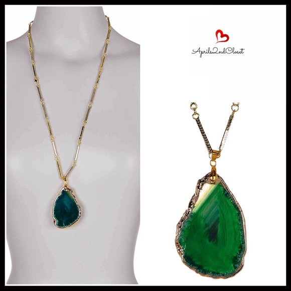 ❌SOLD❌APANYU STATEMENT GEODE STONE LONG NECKLACE - Picture 2 of 6