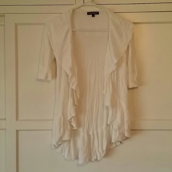 Short sleeve ruffled sweater cardigan