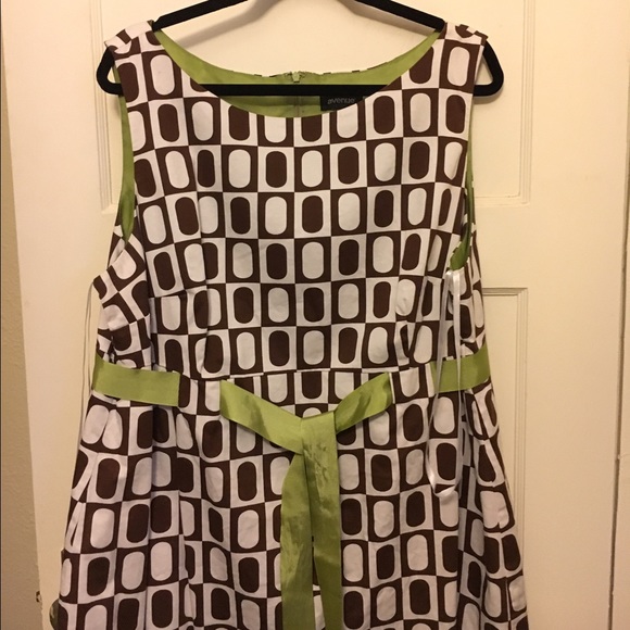 Green and white dress with lime belt